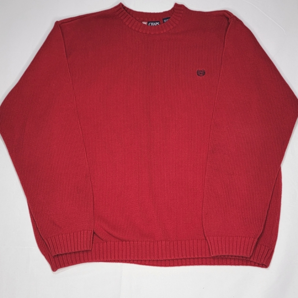 Big & Tall Chaps Red Cotton Sweater Size 3XLT #0389